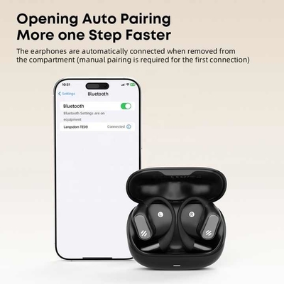 Oop-oor oortelefoon en microfoon met 500mAh batterijcapaciteit en LED-batterijindicator